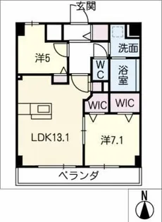 グランコール白水【6階】の間取り