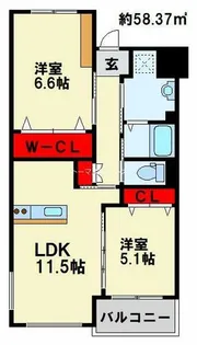 Prestige del 西海岸【1階】の間取り