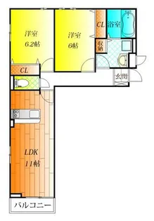 2LDKの間取り画像