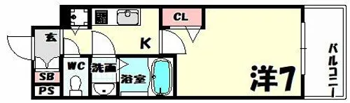 プレサンス三宮ポルト【2階】の間取り