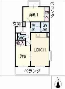 パークマンション弥生【2階】の間取り