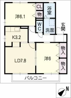 エスポワール幸田B棟【1階】の間取り