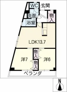 丸美ハイツ【3階】の間取り
