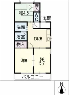 グリーンピア竜神B【2階】の間取り