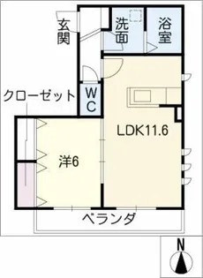 フィーノ円上【3階】の間取り