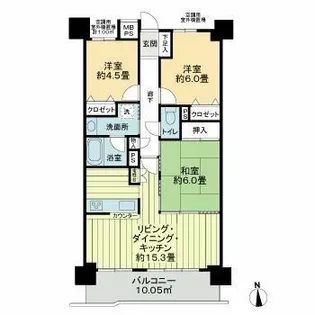 ライオンズシティ豊田【2階】の間取り