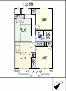 サンハイツ白山【1階】の間取り