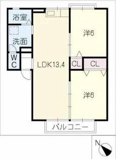 パークハイツA棟【2階】の間取り