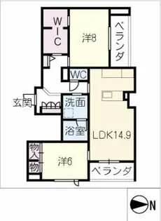 カーサ コーシェリ【4階】の間取り