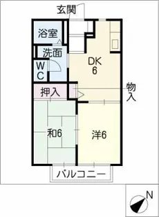 パークハイツ東宮【2階】の間取り