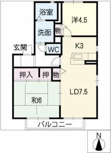 ボナール西口A棟【2階】の間取り