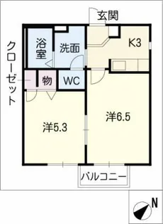 サンパーク西塚B棟【2階】の間取り