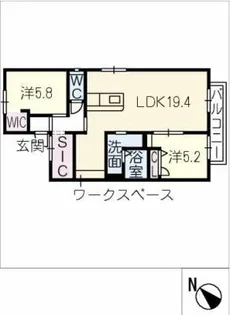 サクスィード21 B【2階】の間取り