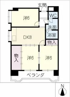 ハイツリバーサイド【6階】の間取り