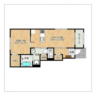 リバージュ天拝II【102号室】の間取り