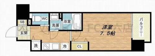 スワンズシティ大手前レーヴェ【2階】の間取り