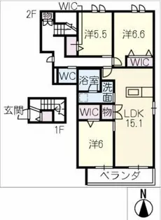 グリ-ンタウン赤坂【2階】の間取り