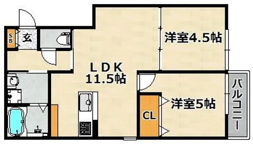 KARIN北神戸【202号室】の間取り