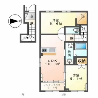 Duo Terrace【2階】の間取り