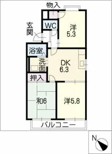 サングレースOTO C棟【2階】の間取り