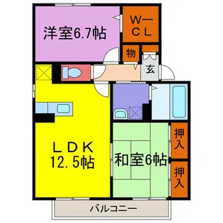 ベルメゾンA・B【B202号室】の間取り