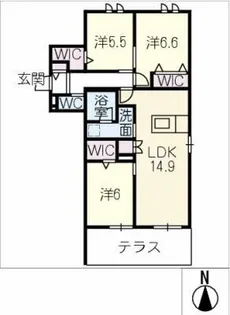 グリ-ンタウン赤坂【1階】の間取り