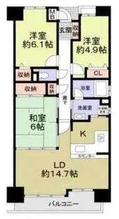 東急ドエル・アルス西明石コースト【409号室】の間取り