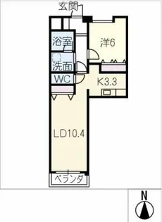 ロワイヤル卯坂【1階】の間取り