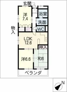 ニューウエスト児玉【6階】の間取り