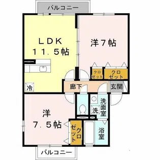 コンフォヴェール B棟【1階】の間取り