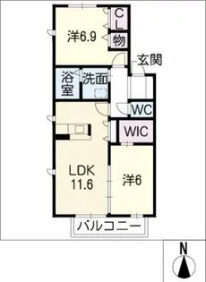 ラ・ボヌール上浜【1階】の間取り