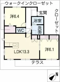 クレヴァ植田【1階】の間取り
