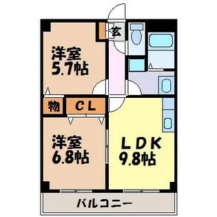 シーズンコート池下【2階】の間取り