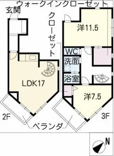 ヒルサイド竹の山【3階】の間取り
