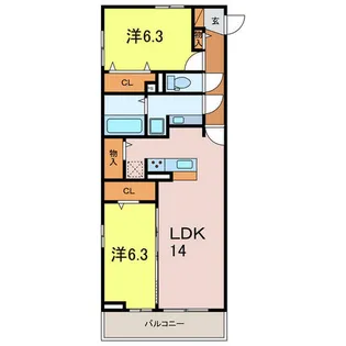 フォンターナ刈谷【208号室】の間取り