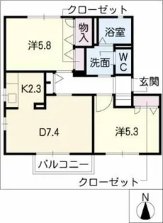 グランコート丸池D棟【1階】の間取り