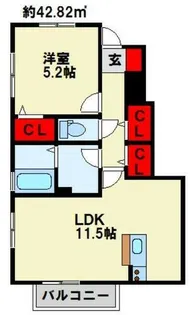 ハーべスト デュオ【102号室】の間取り