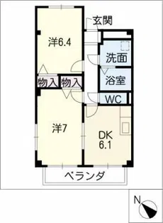 一ツ木ハイツ安井Ⅲ【3階】の間取り