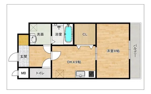 アンプルールべトンMAHALO【104号室】の間取り