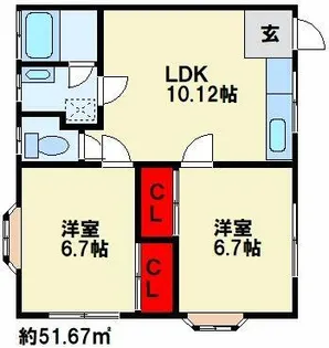 ベルピュールⅡ【102号室】の間取り