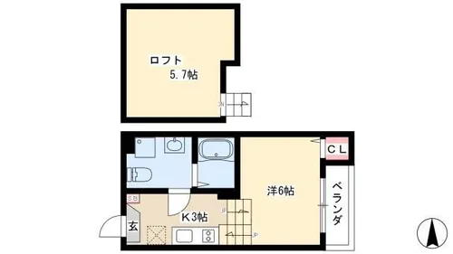 OMレジデンス本陣鳥居通【202号室】の間取り