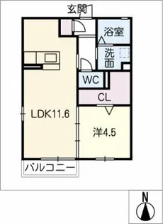 アベニューハナミズキ【1階】の間取り