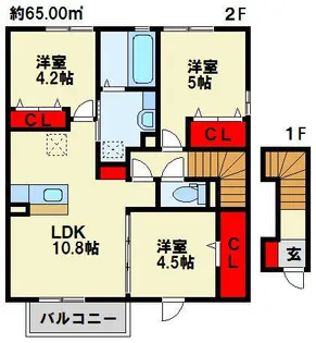 サンヒルズ愛坂 B棟【202号室】の間取り
