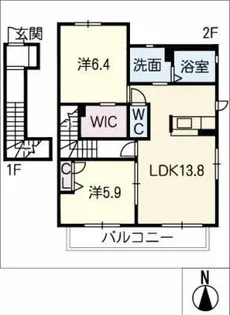 ユートピア東山E棟【2階】の間取り