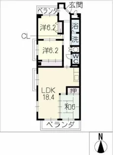 シェルコート辰巳【3階】の間取り