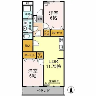 グリーンコーポ草間【2階】の間取り