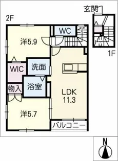 ヘーベルメゾン亀崎【2階】の間取り