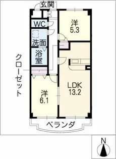 プリミエール井戸田【1階】の間取り
