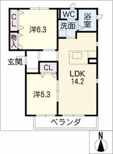 リッツハウス【1階】の間取り