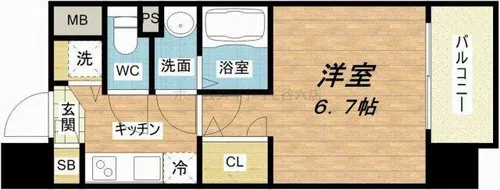アドバンス上町台Ⅱクレイドル【10階】の間取り